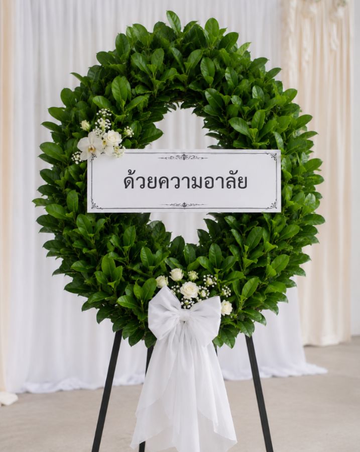 พวงหรีดต้นไม้สด พวงหรีดดอกไม้สด พวงหรีดผ้าห่อศพ